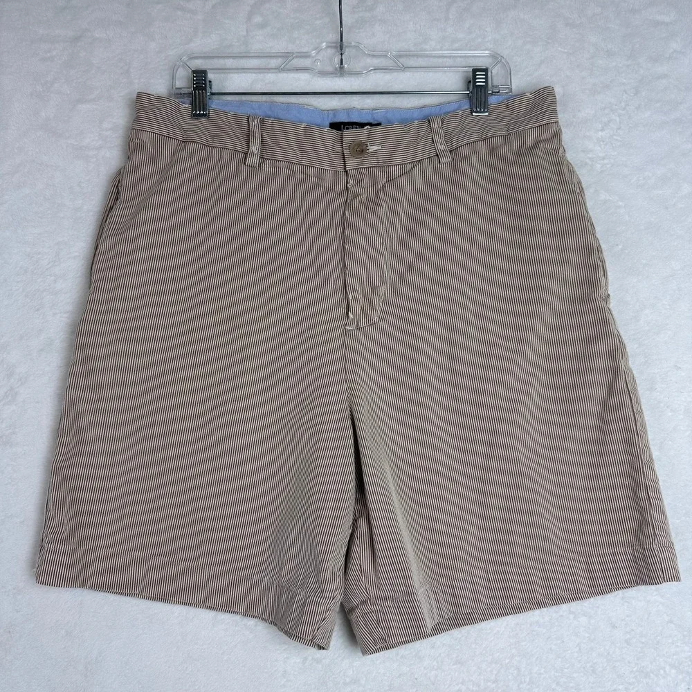 J. Crew Mens Shorts Size 35 Brown Striped‎ Cotton Casual Classic Fit